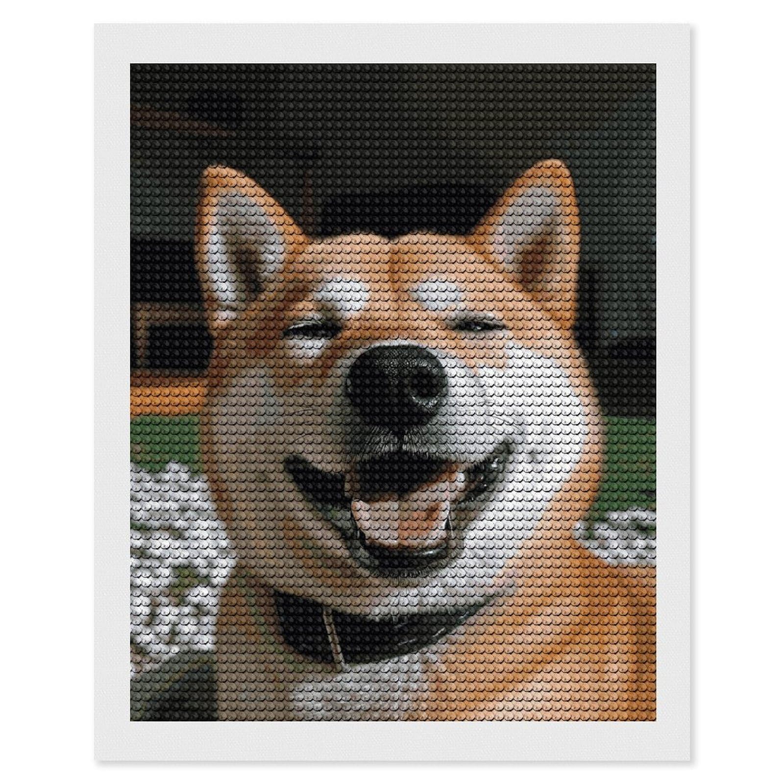 FodPand Shiba Inu Smile Tongue Out 5D Diamond Painting Kits for Adults Beginners Full Drill Round Diamond Dots Pictures Gem Art Supplies for Home Wall Room Decoration DIY Craft Set Gift 16x20
