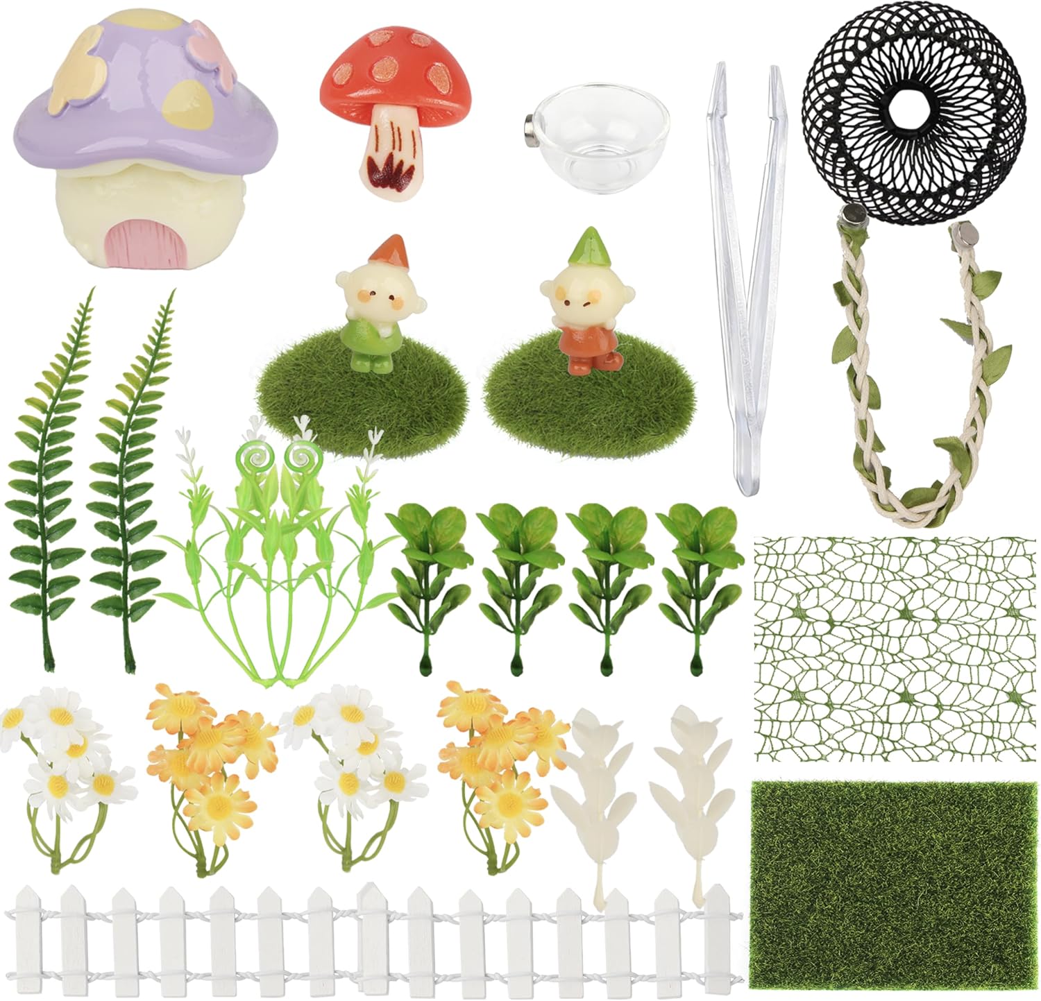 28-Piece Jumping Spider Enclosure Accessories Kit for Tarantula & Small Spiders - Habitat Decor with Hides, Plants, Moss, Climbing Rope & Feeder - Terrarium Decor