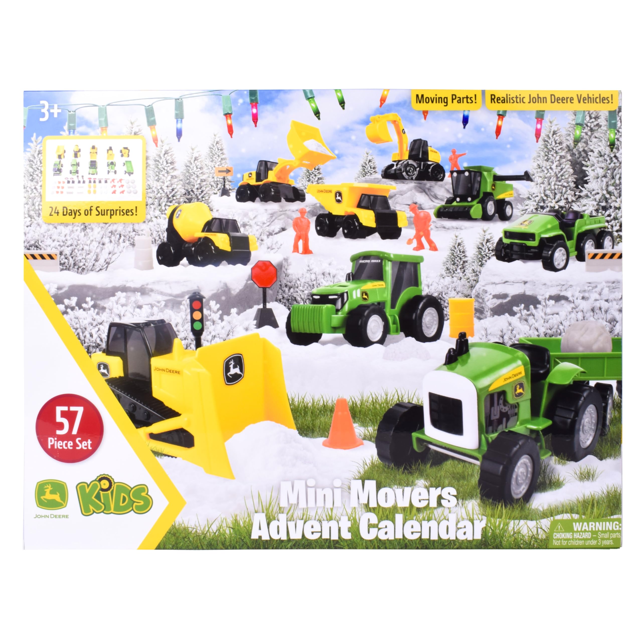 John Deere Mini Movers Adventskalender - Kinder 2026 Weihnachten Adventskalender 24 Tage Überraschungen Urlaub Countdown Kalender Geschenke für Kleinkinder Spielzeugautos Playlet Geburtstag Urlaub