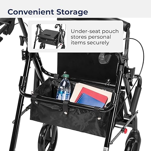 Miniatura 7 de Drive Medical 795BK Duet Silla de Transporte Plegable y Andador, Negro