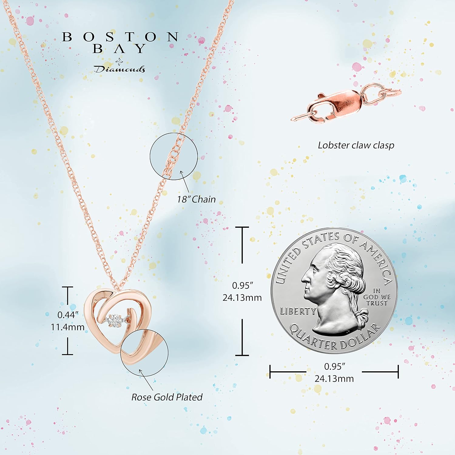 Boston Bay Diamonds Sterling Silver Diamond Dainty Heart Pendant with 18" Chain
