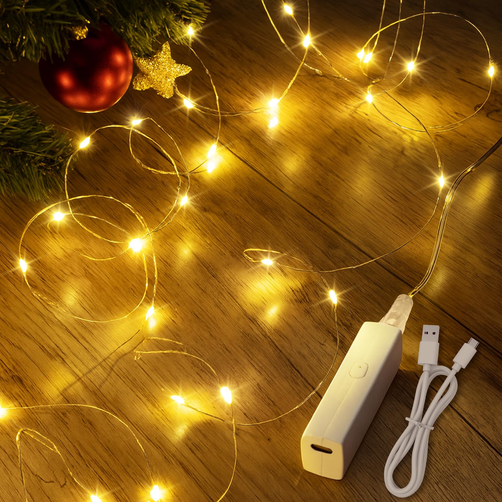 Guirlande lumineuse 8 programmes étanche 50 LED fil argent flexible - 8