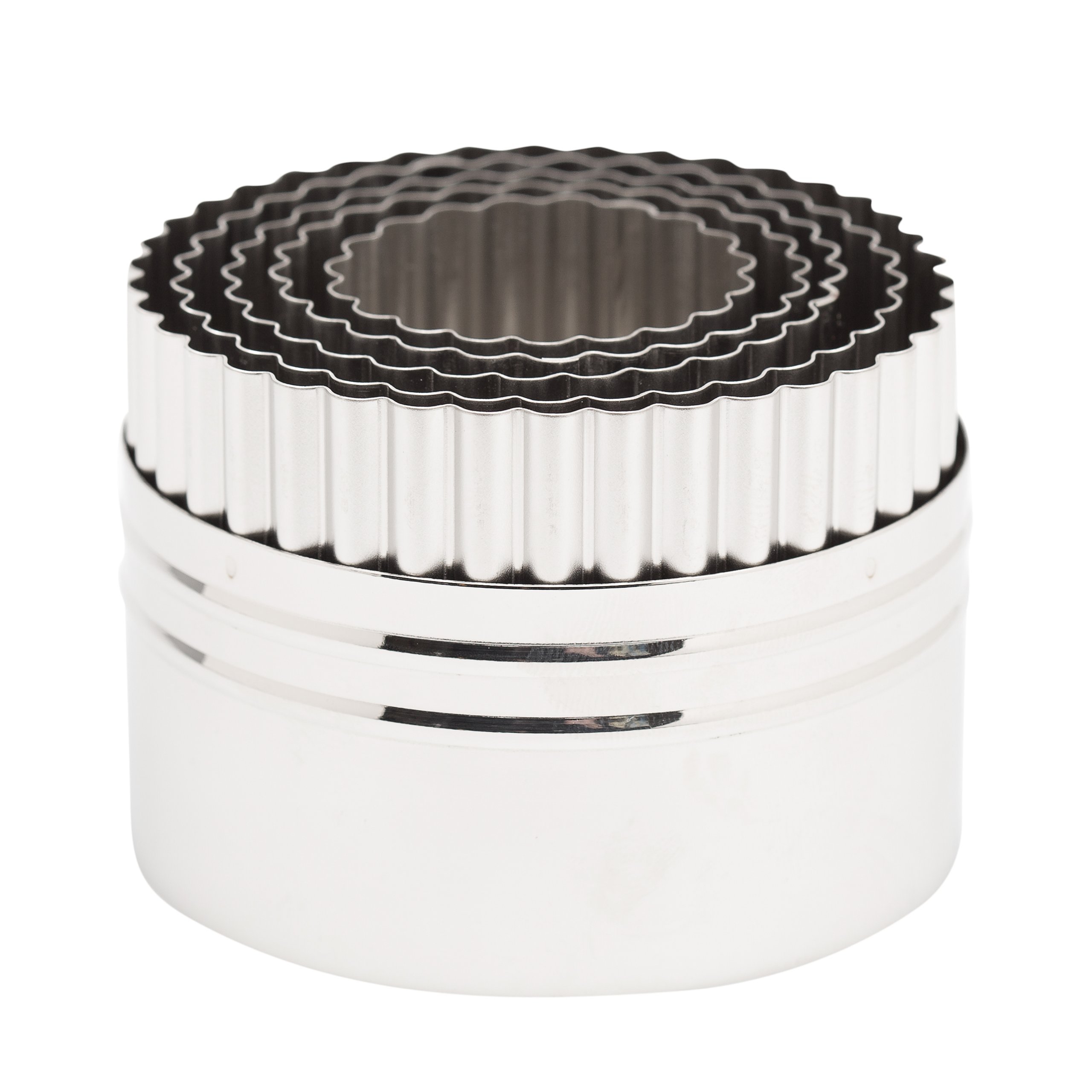 AtecoJelly - Juego de cortadores, acero inoxidable, redonda., Fluted & Plain Edges - Double Sided