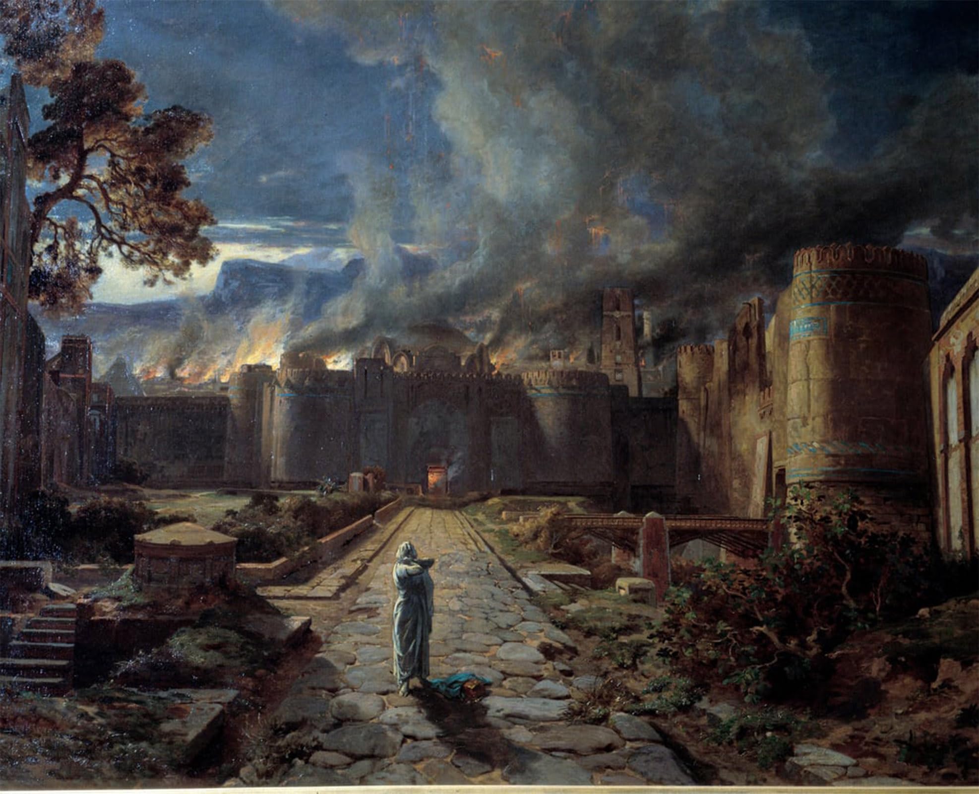 RZHRHJES Vintage Wall Art Picture on Canvas Wall Art Poster Sodom the Destruction of the City by Jules Augustin Laurens Canvas Poster for Office Decor 60x90cm