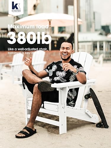 Miniatura 2 de KINGYES Folding Adjustable Adirondack Chair with Ottoman, Weather Resistant Fire Pit Chair with Cup Holder HEPE Versatile Adirondack Chair with