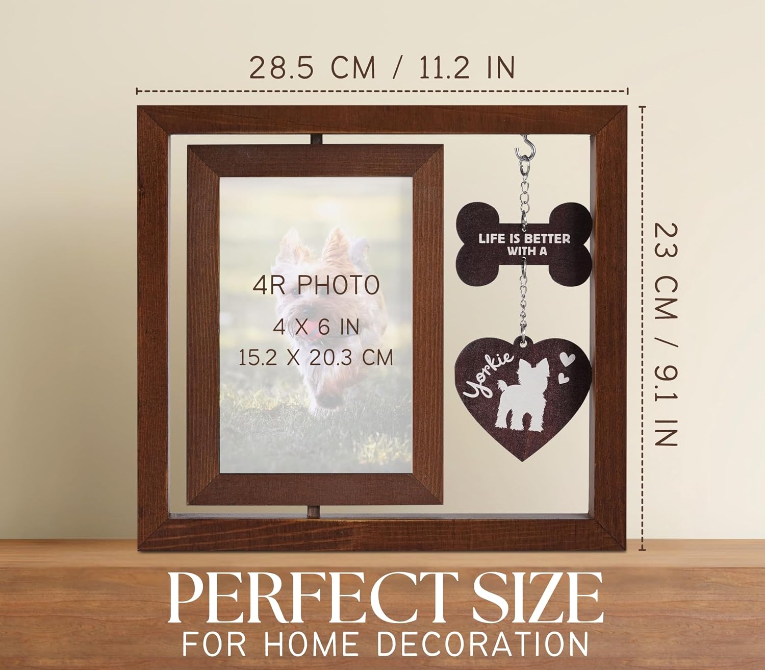InnoBeta Yorkie Gifts, Rotating Picture Frame, 4x6 Double-Sided Display Photo Frame, Life is Better with A Yorkie