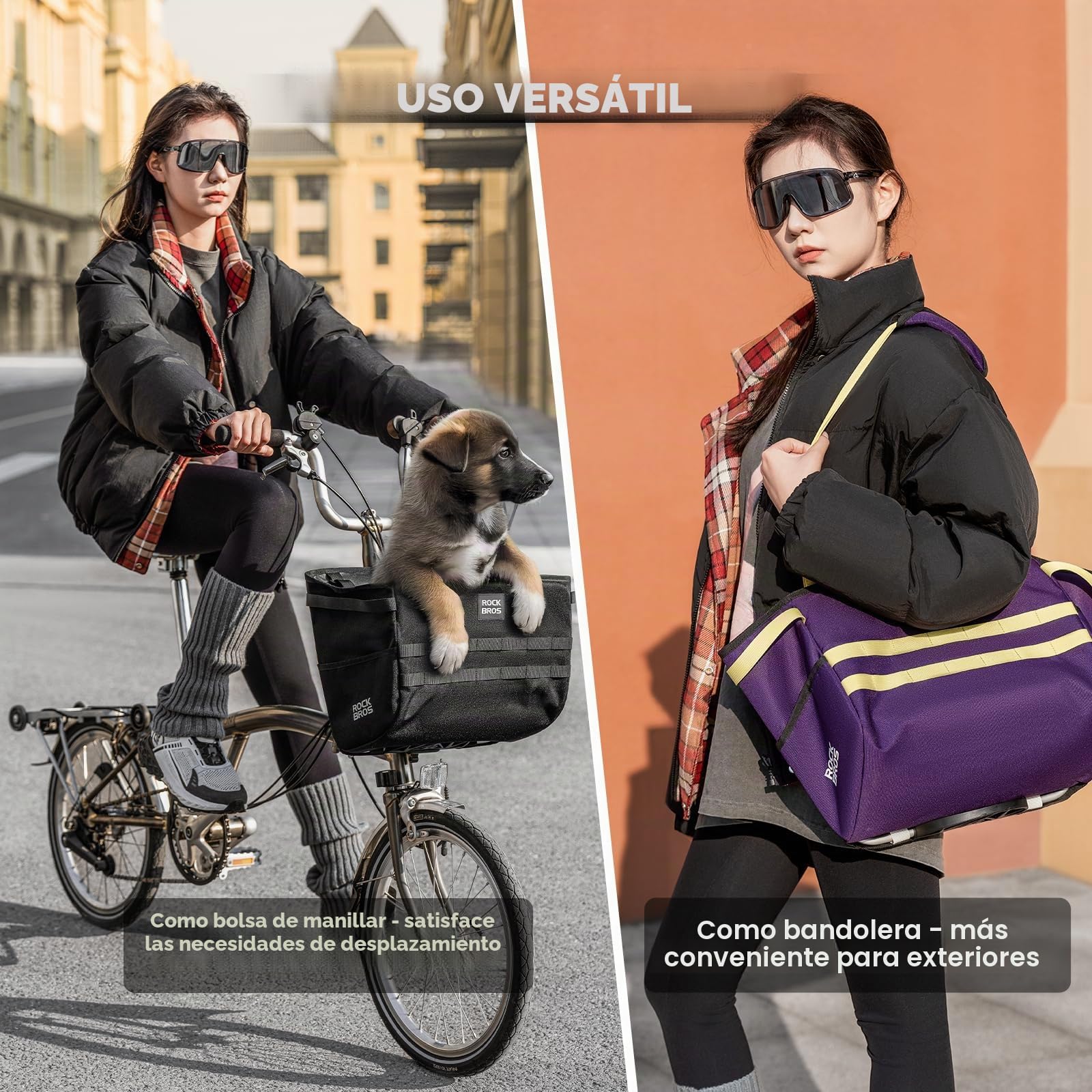 ROCKBROS Bolsa de Manillar para Brompton Plegable Impermeable Bolsa Frontal para Commuting y Almacenamiento en Bicicletas Plegables Negro