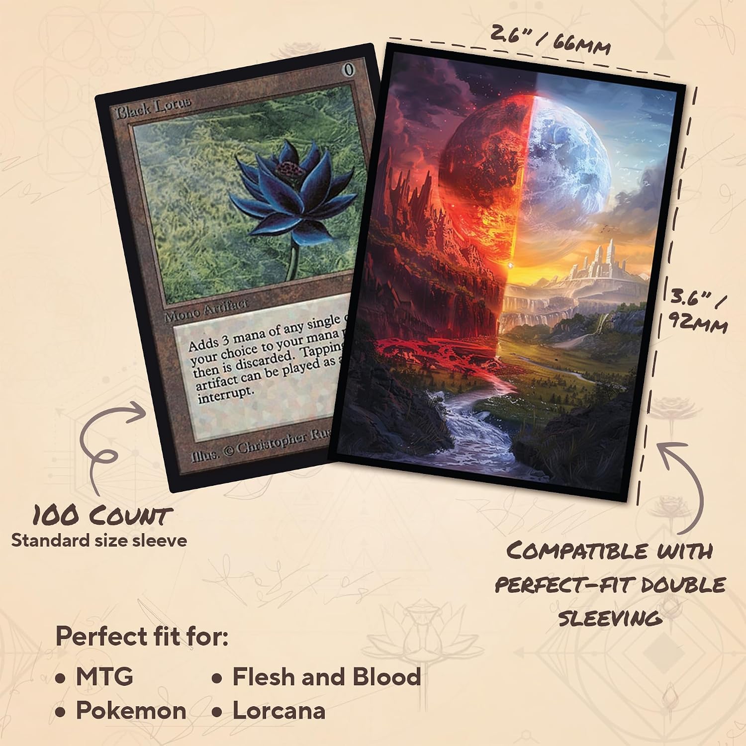 White Red MTG Card Sleeves (Smooth) - 104 Count Standard Size TCG Sleeves - Compatible with Magic The Gathering - Double Sleeving - Original Art Design, Premium Protection