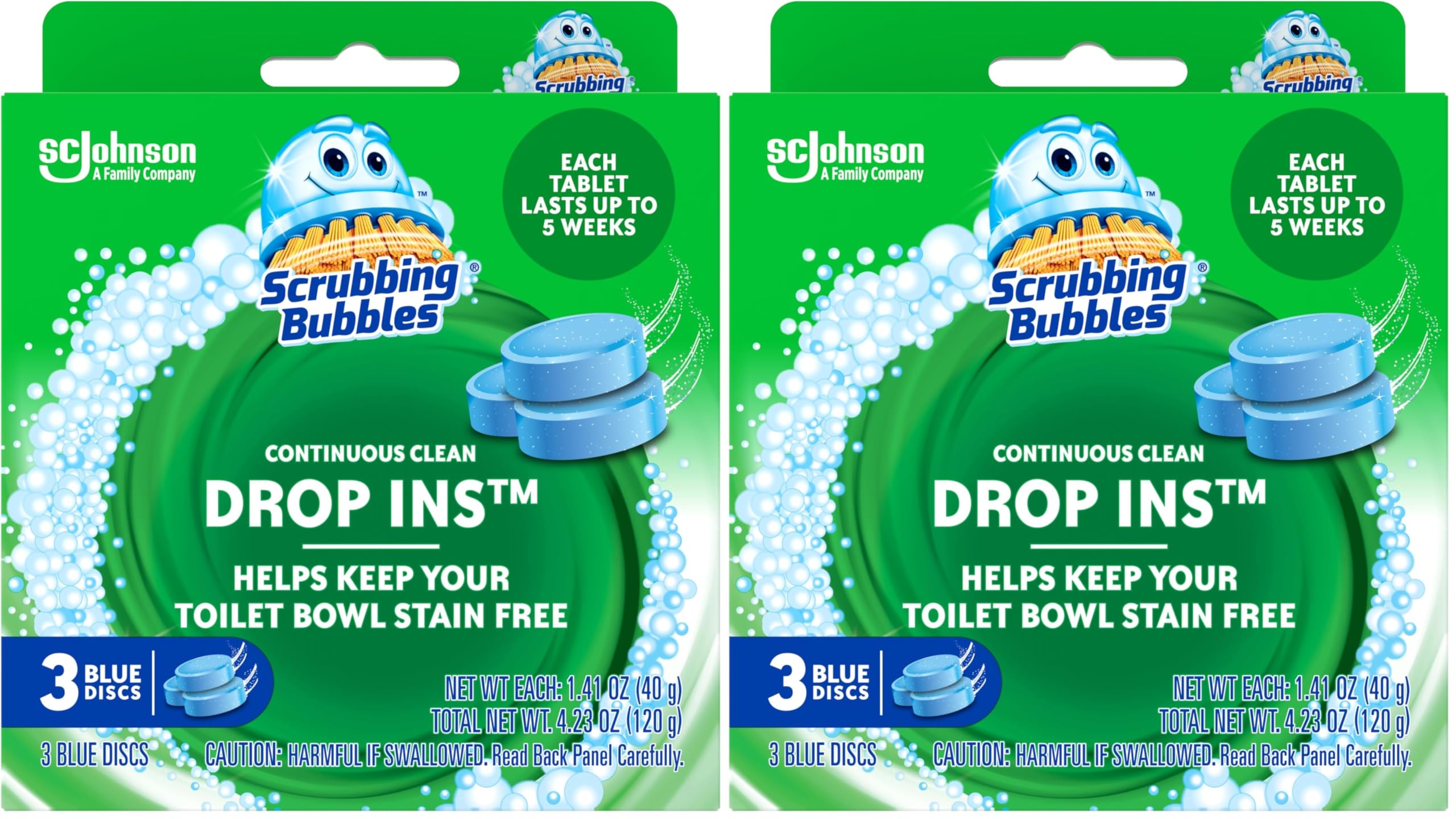 Toilet Tablets, Continuous Clean Toilet Drop Ins, Helps Keep Toilet Stain Free and Helps Prevent Limescale Buildup, 3 Count, Pack Of 2