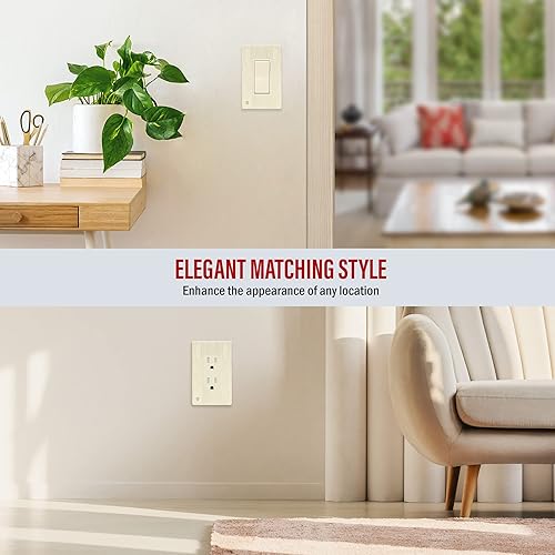 Miniatura 597 de ENERLITES SI8834-BK - Placa de pared decorativa sin tornillos, cubierta de enchufe segura, 4 entradas, 4.68 x 8.30 pulgadas (alto x largo), Negro