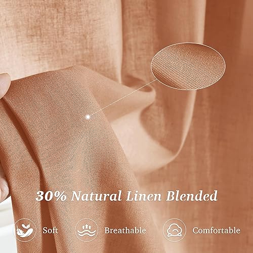 Miniatura 10 de StangH Cortinas traslúcidas de lino natural de 84 pulgadas de largo, 30% de lino, cortinas plisadas para sala de estar, sala de estar, granja,