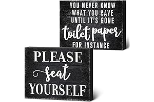 Farmhouse Bathroom Decorations - [2 Pcs] Funny Toilet Paper & Please Seat Yourself Signs