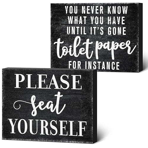 Jetec 2 Pieces Funny Farmhouse Bathroom Decor You Never Know