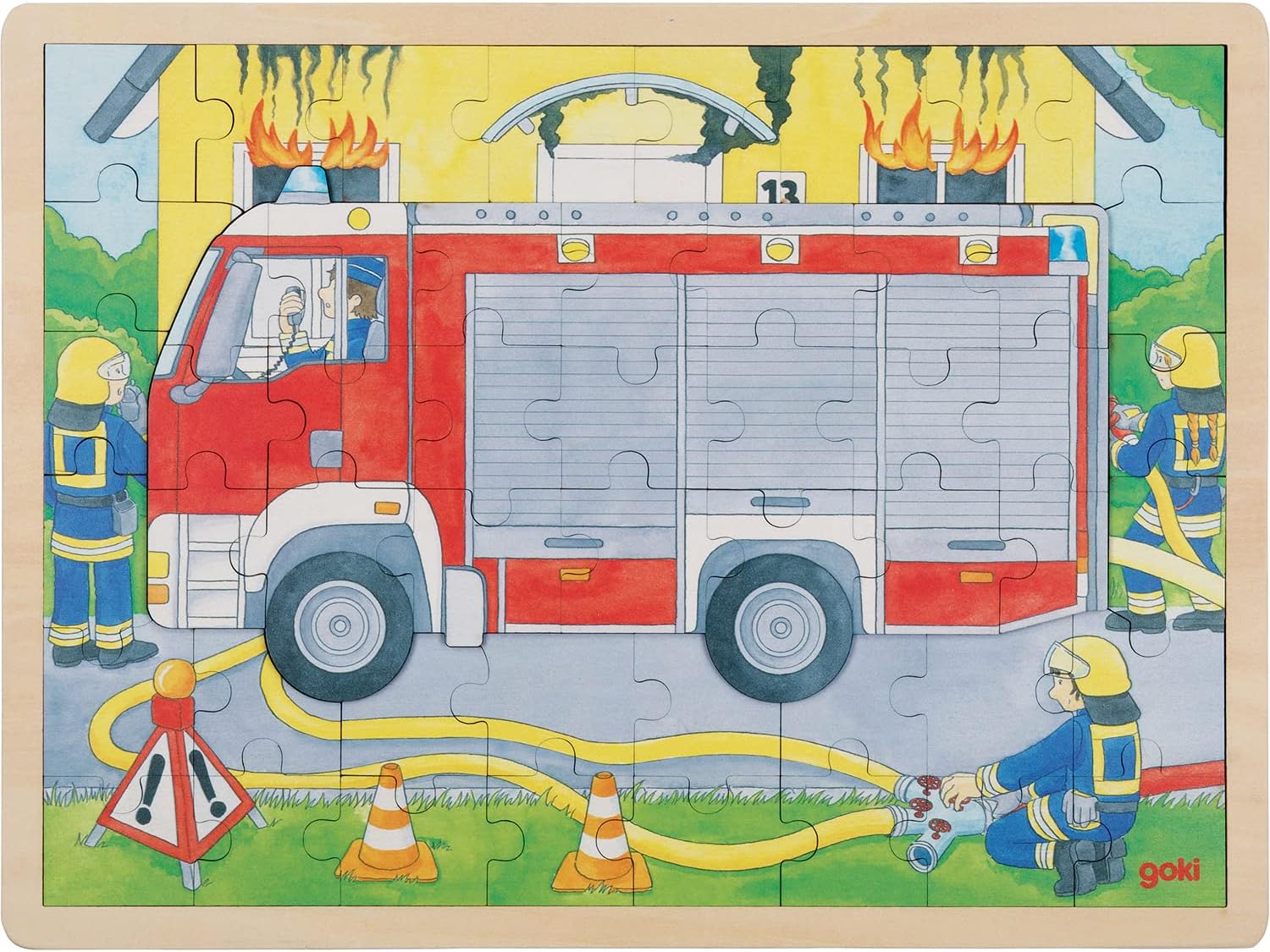 57416 wooden puzzle 2-layer fireman 40 x 30 x 1 cm 59 pieces