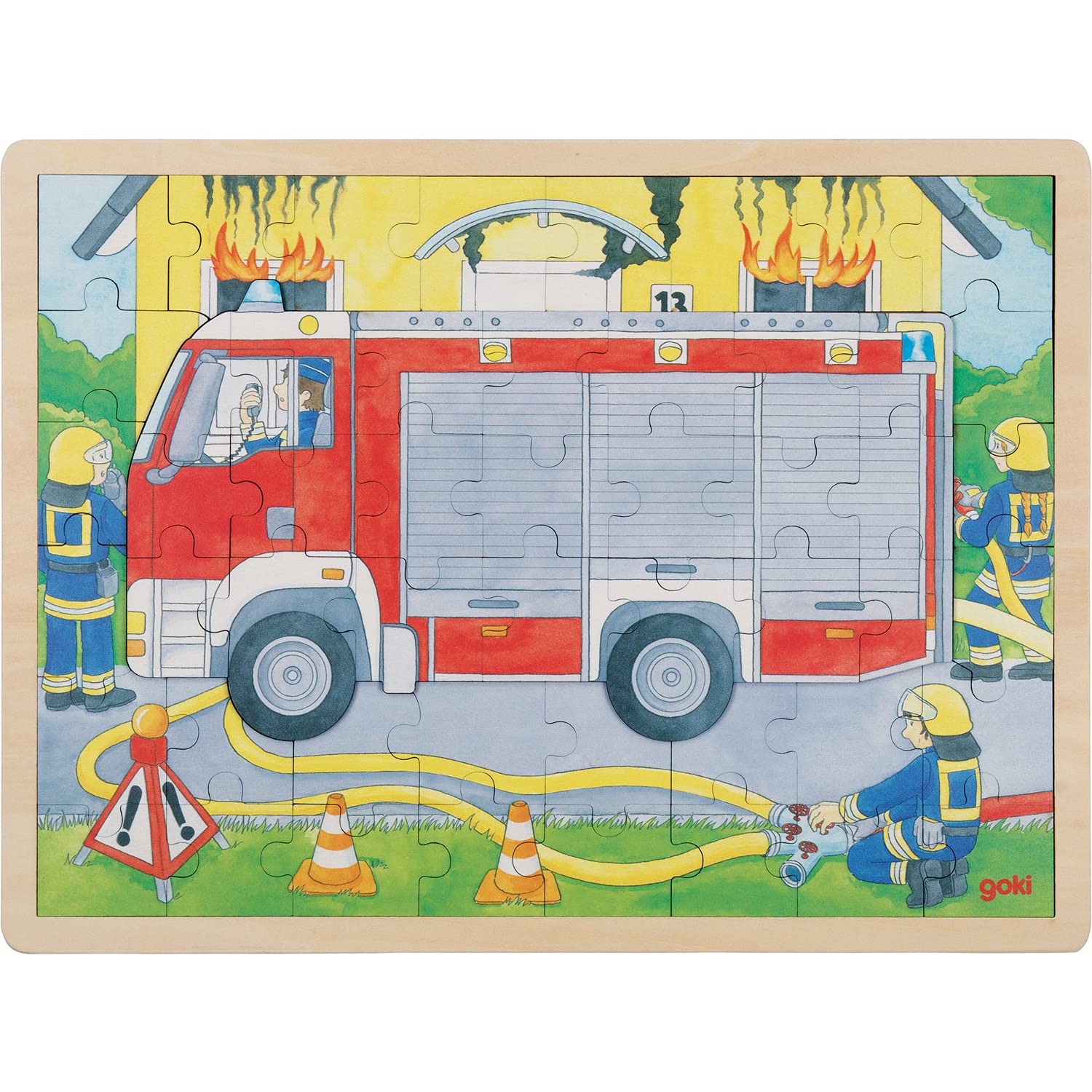 57416 wooden puzzle 2-layer fireman 40 x 30 x 1 cm 59 pieces