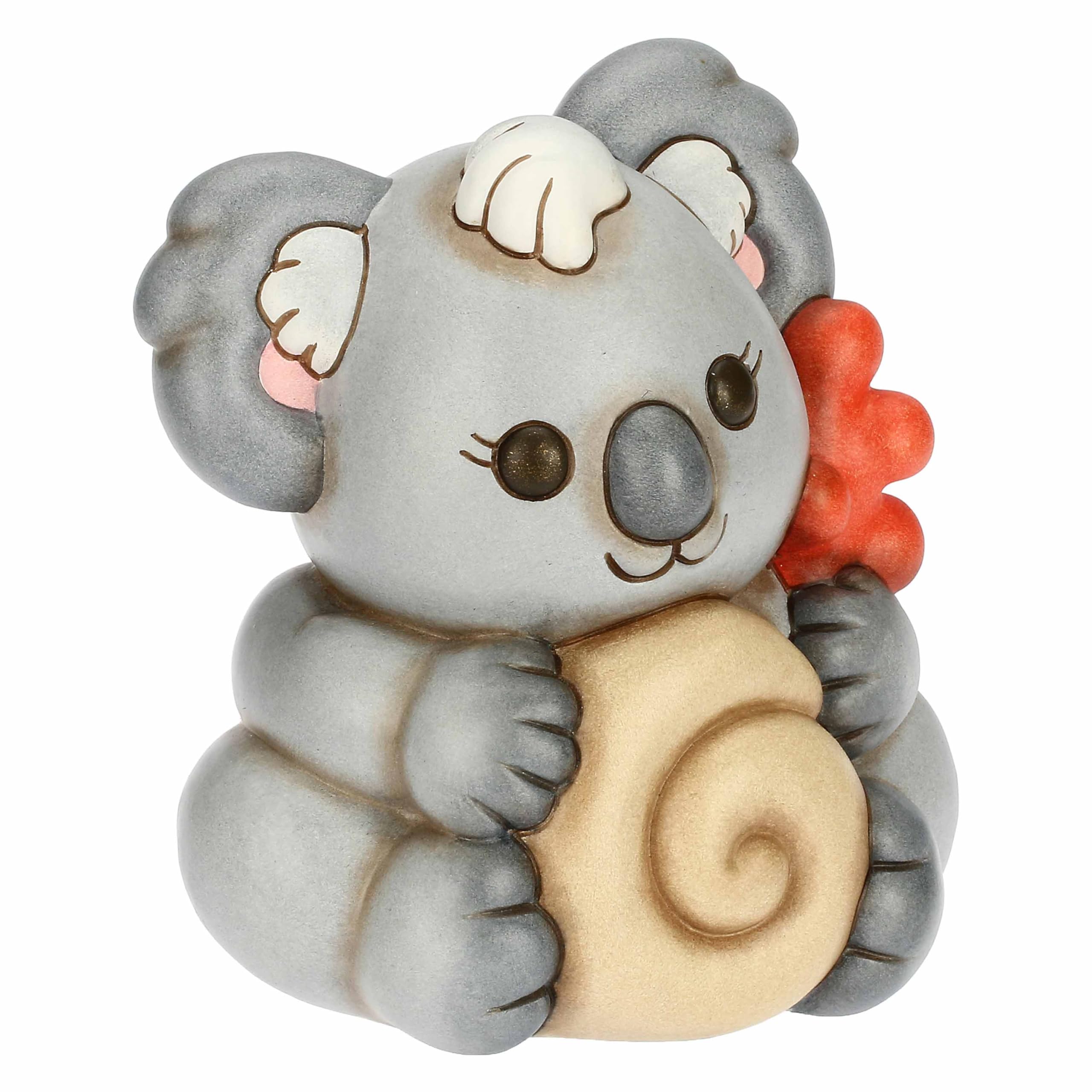 THUN, Koala Sydney con Conchiglia e Corallo in Ceramica Decorata a Mano, Versione Grande, Statuine da Collezione, Linea Mare da Amare, 12.6 x 10 x 14 cm h
