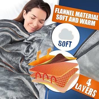 SEALY Electric Blanket Queen Size, Faux Fur & Flannel Heated Blanket With 10 Heat Setting & 1-12