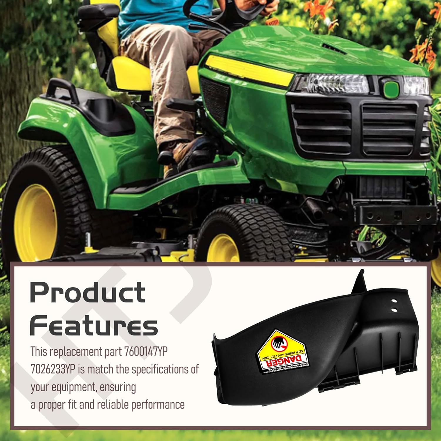 7600147YP Discharge Deflector Side Chute for BS Mower G25066, G3312X6S, N250816B, 2652S, 2681S, 4111X5S, 25065S, 300922B Model, Black, Replacement 7026233YP