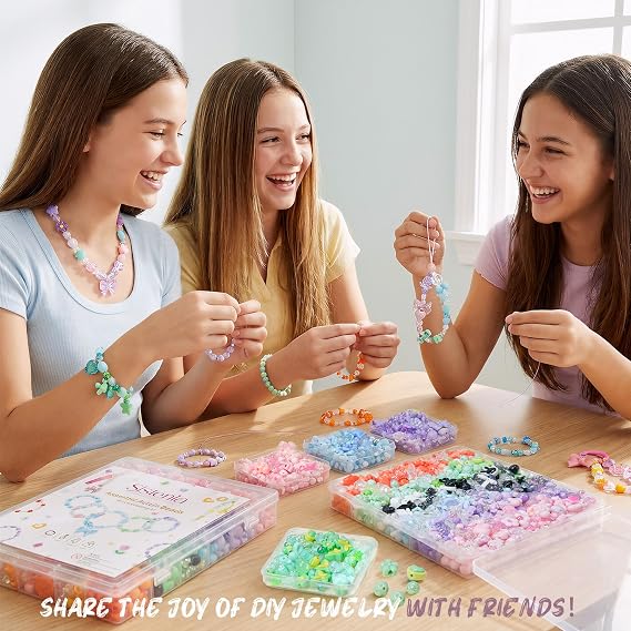 Sistenia 480PCS Assorted Acrylic Beads for Bracelet Making Kit with String