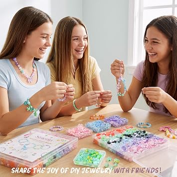 Sistenia 480PCS Assorted Acrylic Beads for Bracelet Making Kit with String