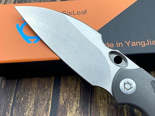 Miniatura 6 de Sixleaf Cuchillo plegable M390 Hoja TC4 aleación de titaniofibra de carbono Mango SL-28