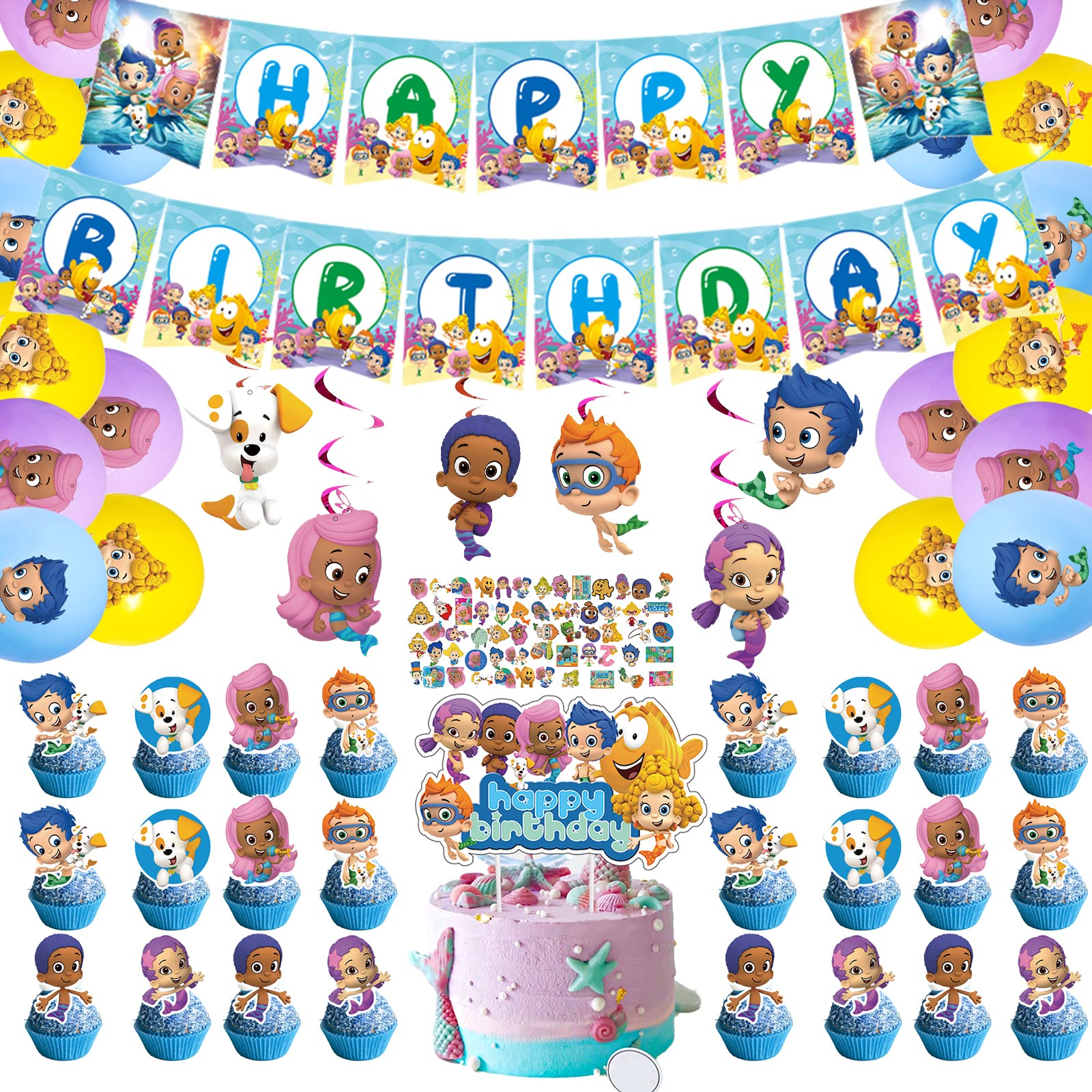 Buy Bubble Guppies Birthday Party Supplies 100 Pcs Bubble Guppies