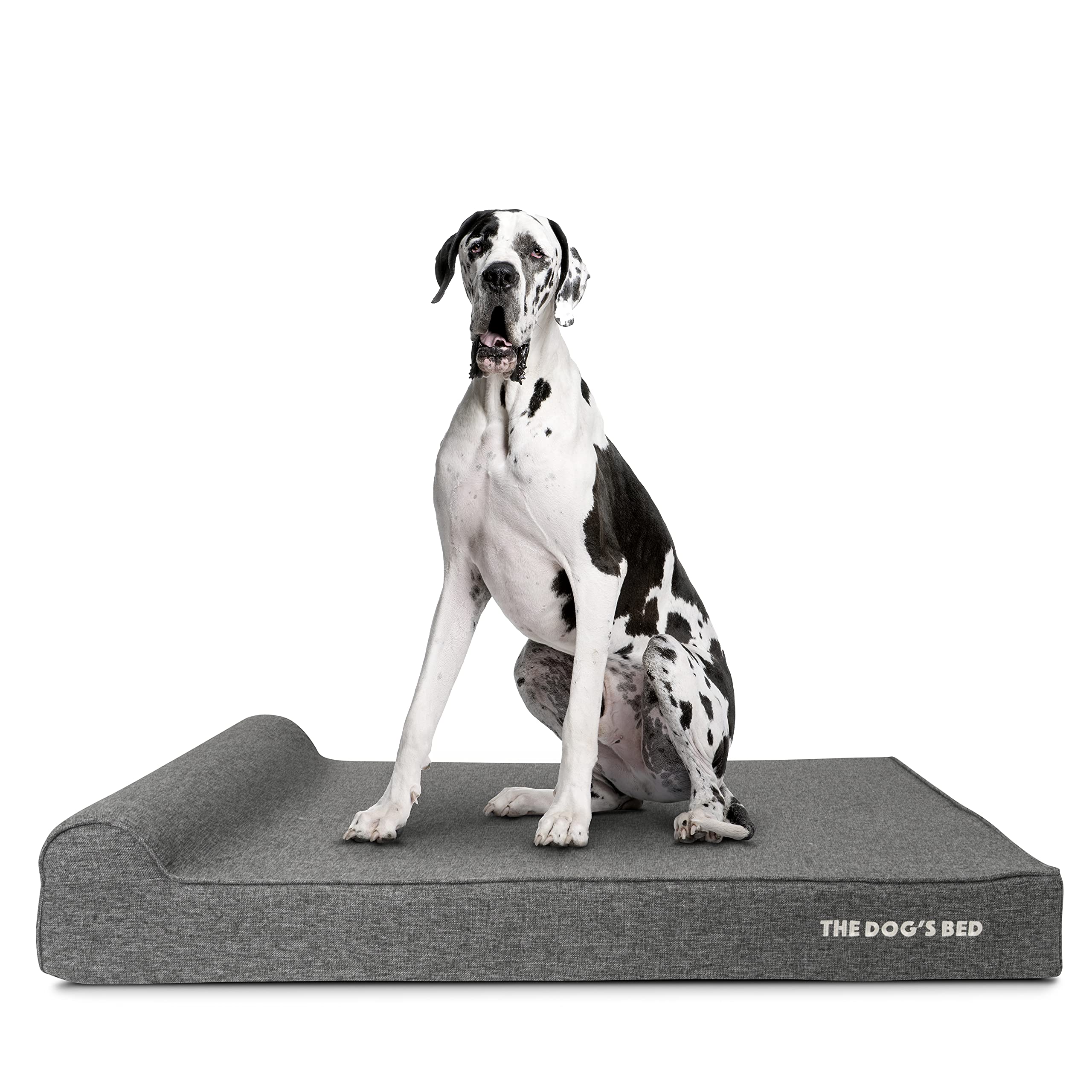 The Dog’s Bed – Orthopaedic Memory Foam Bed with Headrest, Waterproof Washable Cover, Anti-Slip Base, Calming Surface – CertiPUR-Certified Foam, Grey Linen, XXL, 15cm Thick — image 1