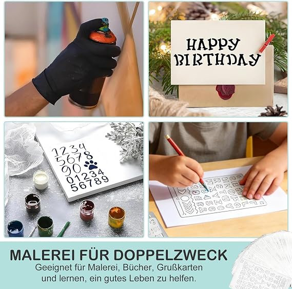 40 Pieces Letter Stencils, Reusable Letter and Number Templates for Painting, Textiles, Clipboard, Splash Painting (4 x 7 inches)