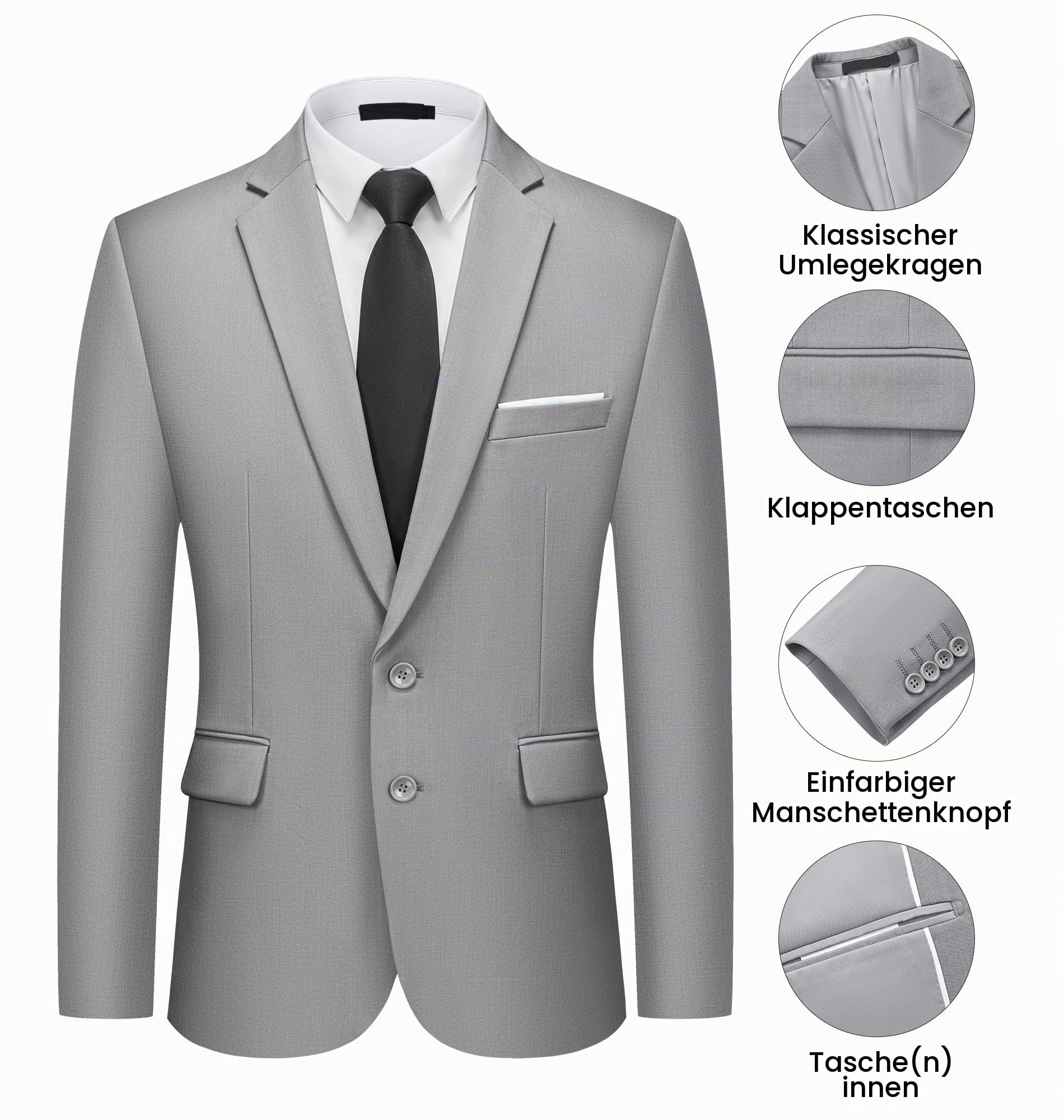 Anzug Herren Slim Fit 2 teilig Business Anzüge Herrenanzug Sakko Hose | Pflegeleichter knitterarmer Herrenanzug für Business, Büro, Vorstellungsgespräch, Hochzeit, Feiern und formelle Anlässe