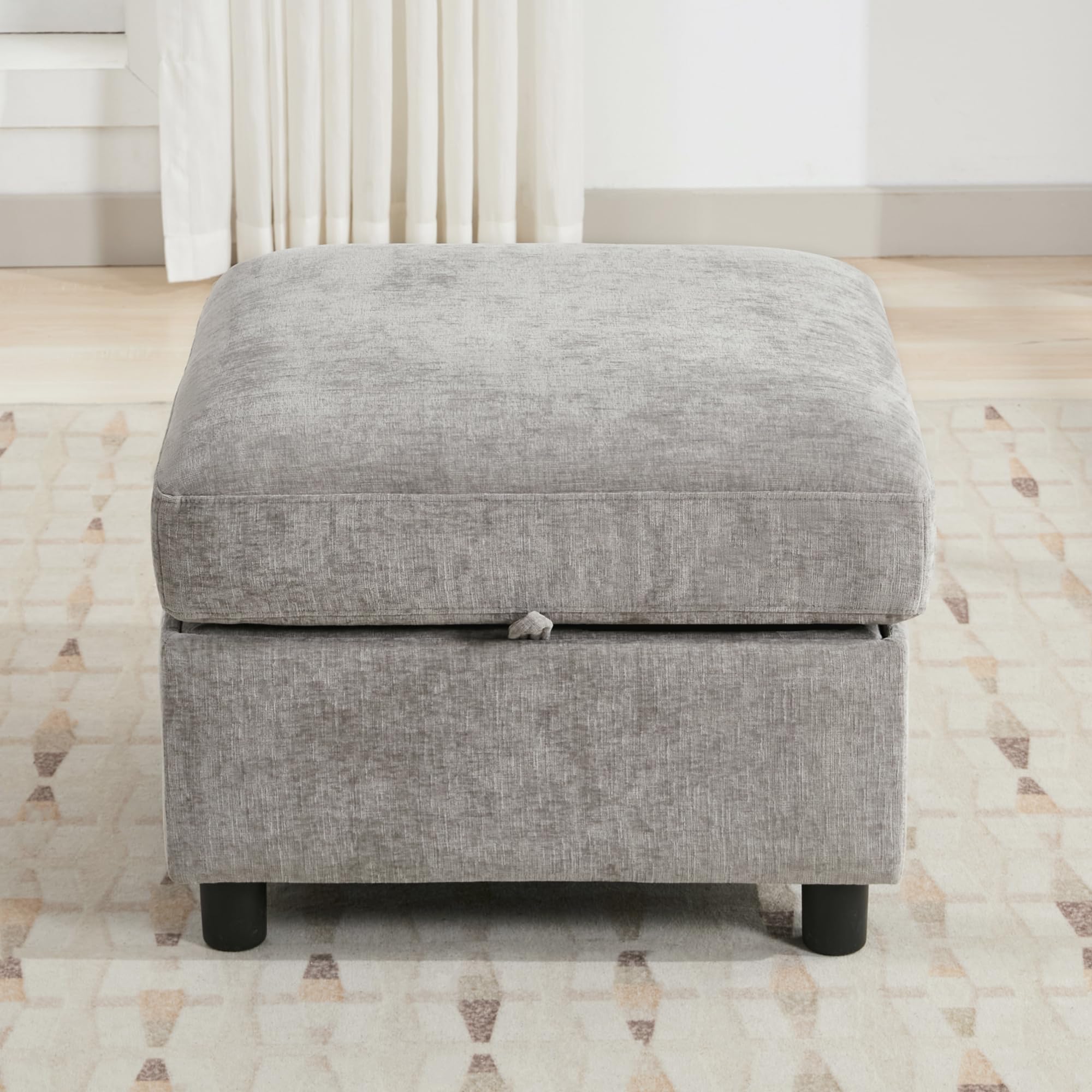 SEE DESCRIPTION 25”Square Storage Ottoman Module for Modular Sectional Sofa, Living Room Coffee Table Sectional Ottoman Footrest for Convertible Couch, Chenille Light Grey