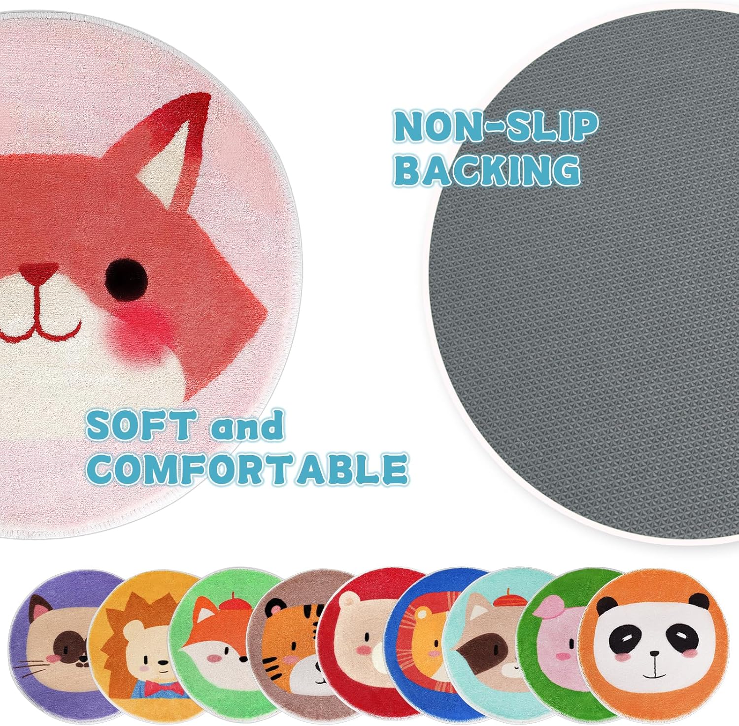10 Pcs Kids Carpet Circle Seats 16" Kids Classroom Rug Floor Cushions Round Soft Warm Floor Rug Mat for Classroom, Home School Story Time, Group Activity Educational Learning Playing Areas (10)