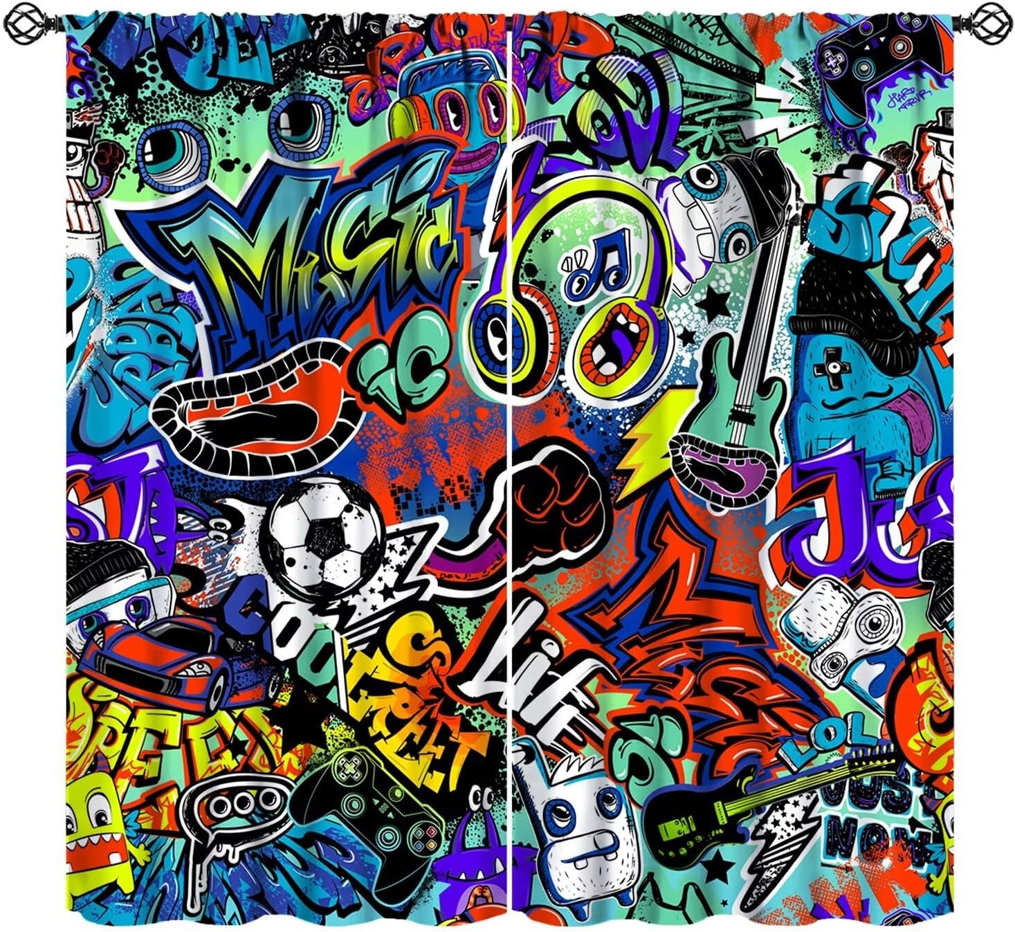 Graffiti Blackout Curtain Hip Hop Style