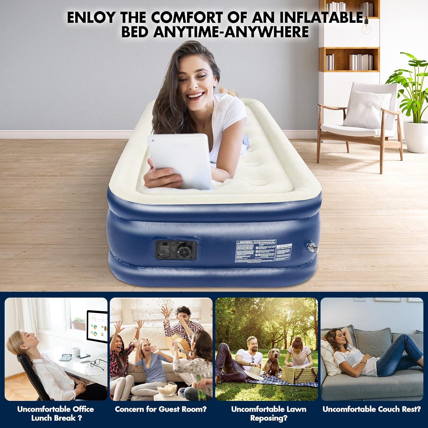 Twin Air Mattress with Built-in Pump, 18