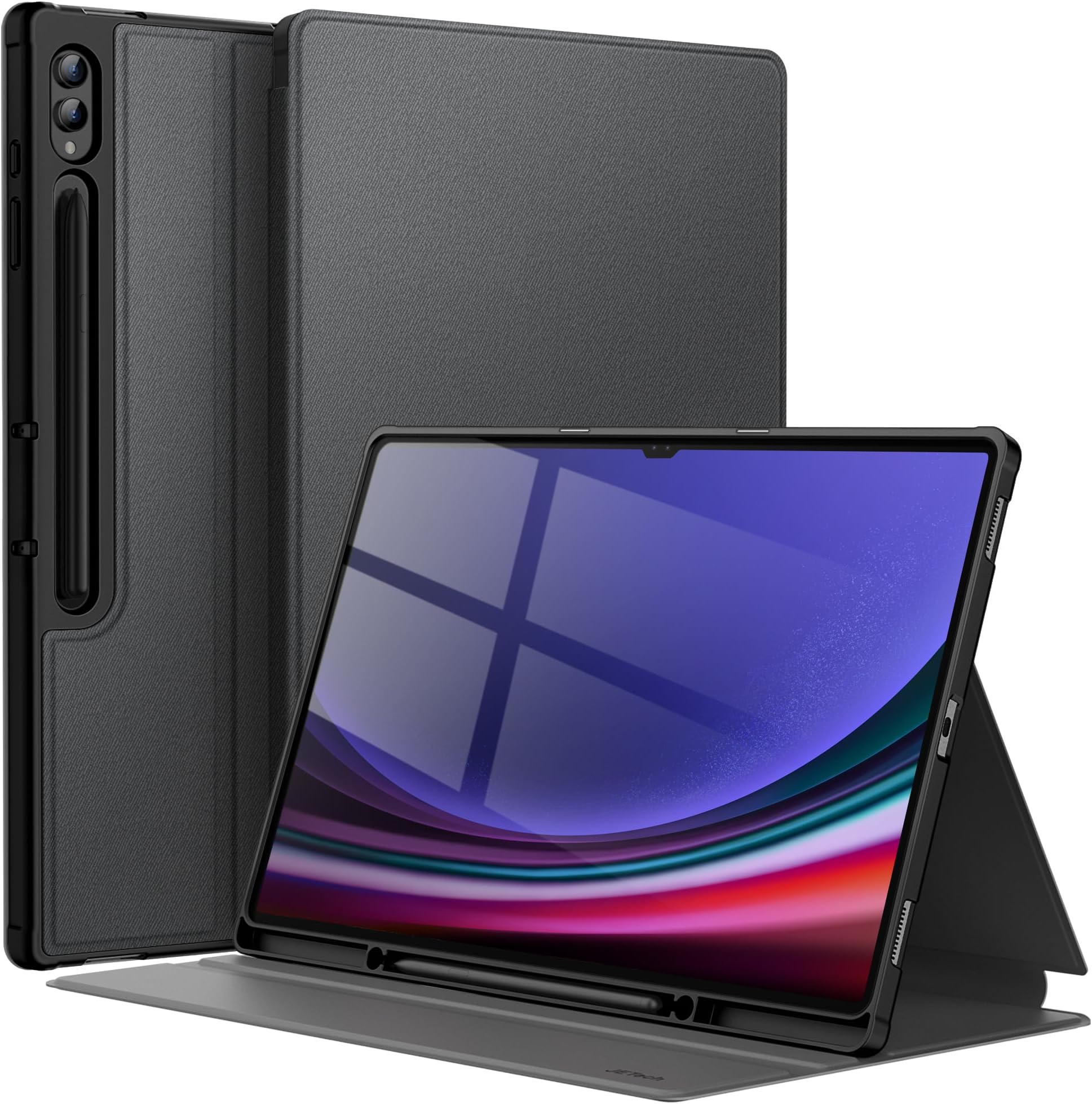 JETech Case for Samsung Galaxy Tab S10 Ultra/Tab S9 Ultra 14.6-Inch with S Pen Holder, Slim Folio Stand Protective Tablet Cover, Multi-Angle Viewing (Graphite Black)