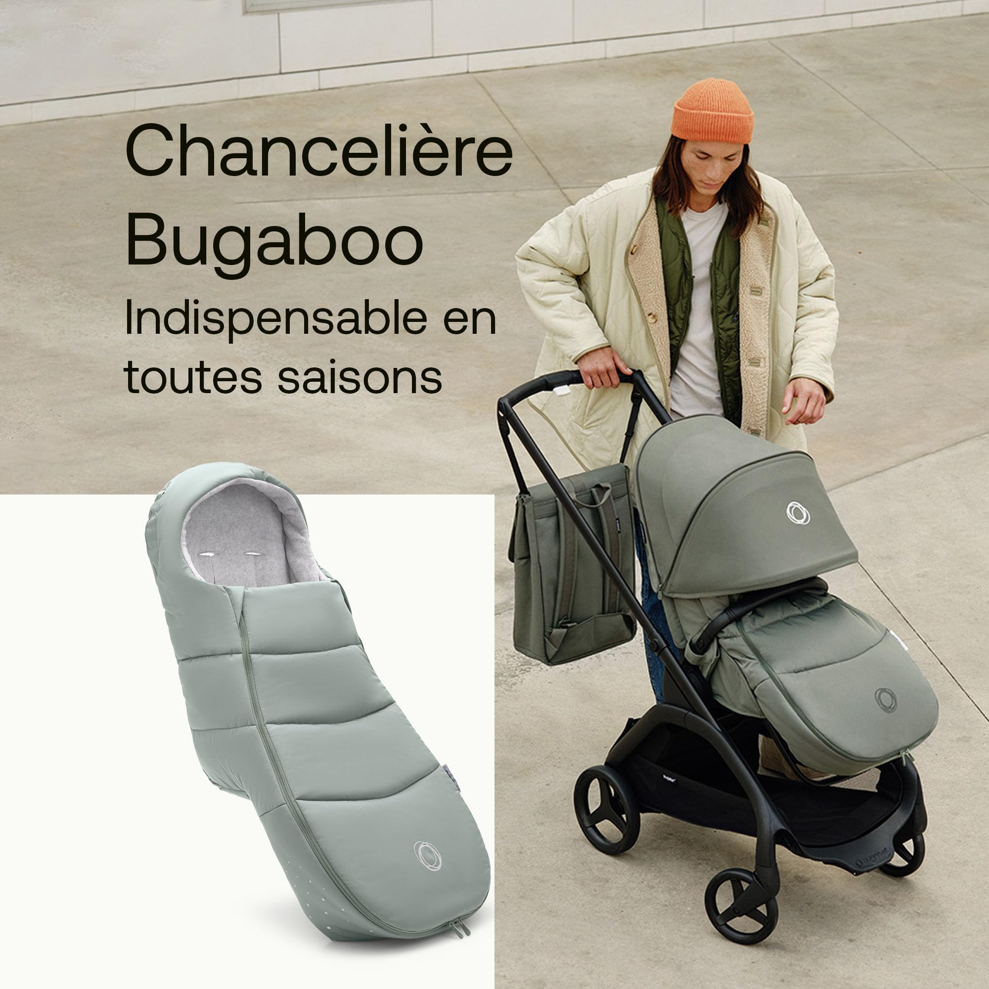 Bugaboo Chancelière, Accessoire Indispensable pour Poussette, résistant à l'eau et aux intempéries, Confortable pour Les Orteils, Chaude et Respirante en Vert Sapin