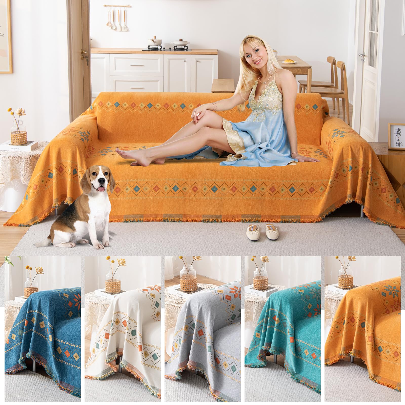 Foulard Copridivano Homxi Copri Divano Posti Moderno,180x380CM