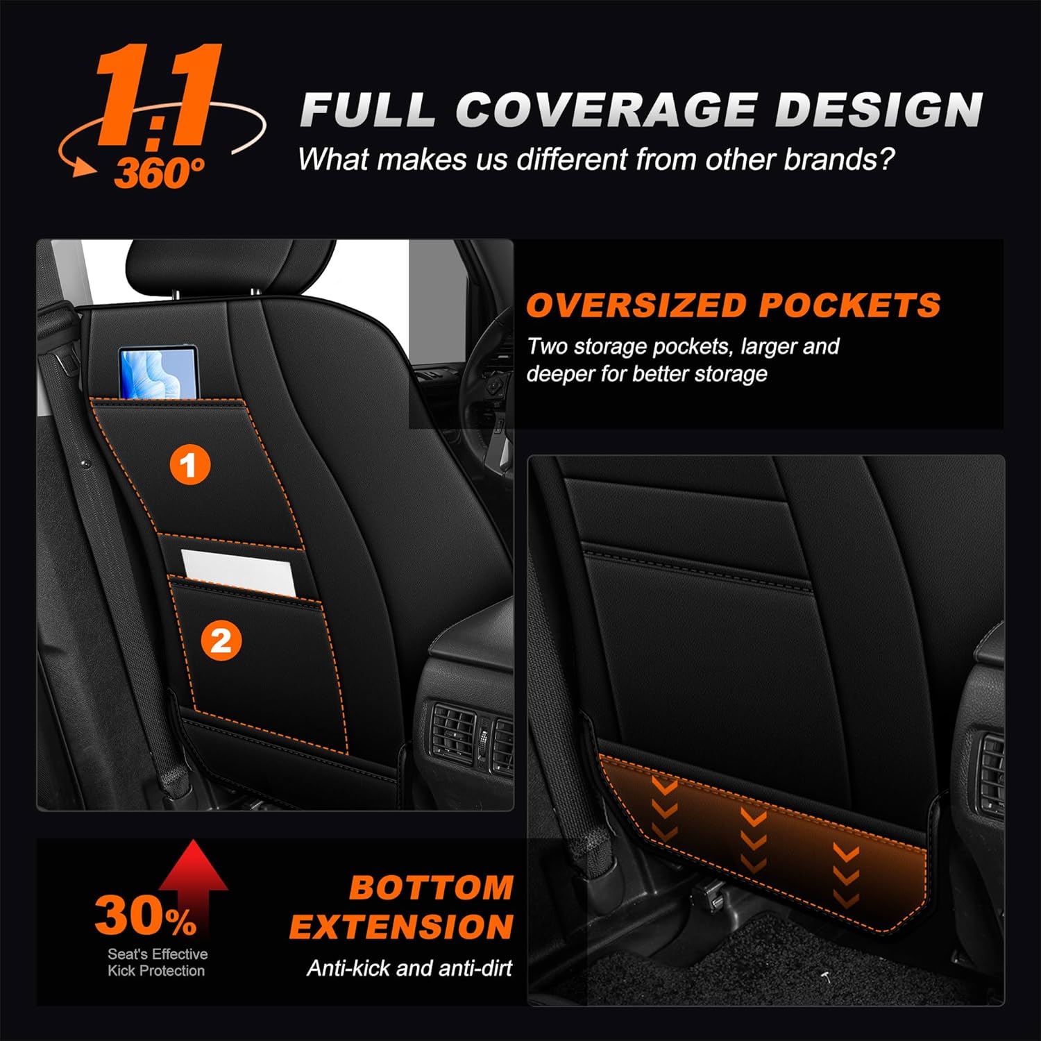 AOMSAZTO Custom Fit Seat Covers for Toyota 4Runner 2011-2024 Full Set Car Seats Cover for 4Runner Accessories Black&Gray(5 Seats Model Only)