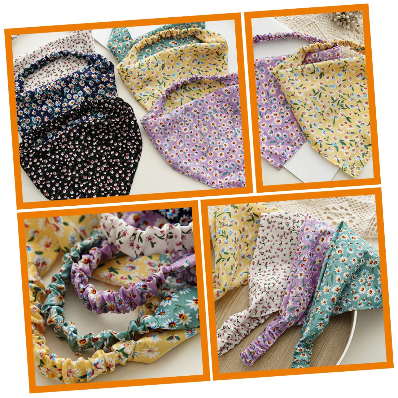 POPETPOP 24 Pezzi In Tessuto Floreale Bandane Per Trucco Per Accessori Per Le Donne Floreale Per Le Donne Fasce Elastiche Bandane Floreali Per Le Donne