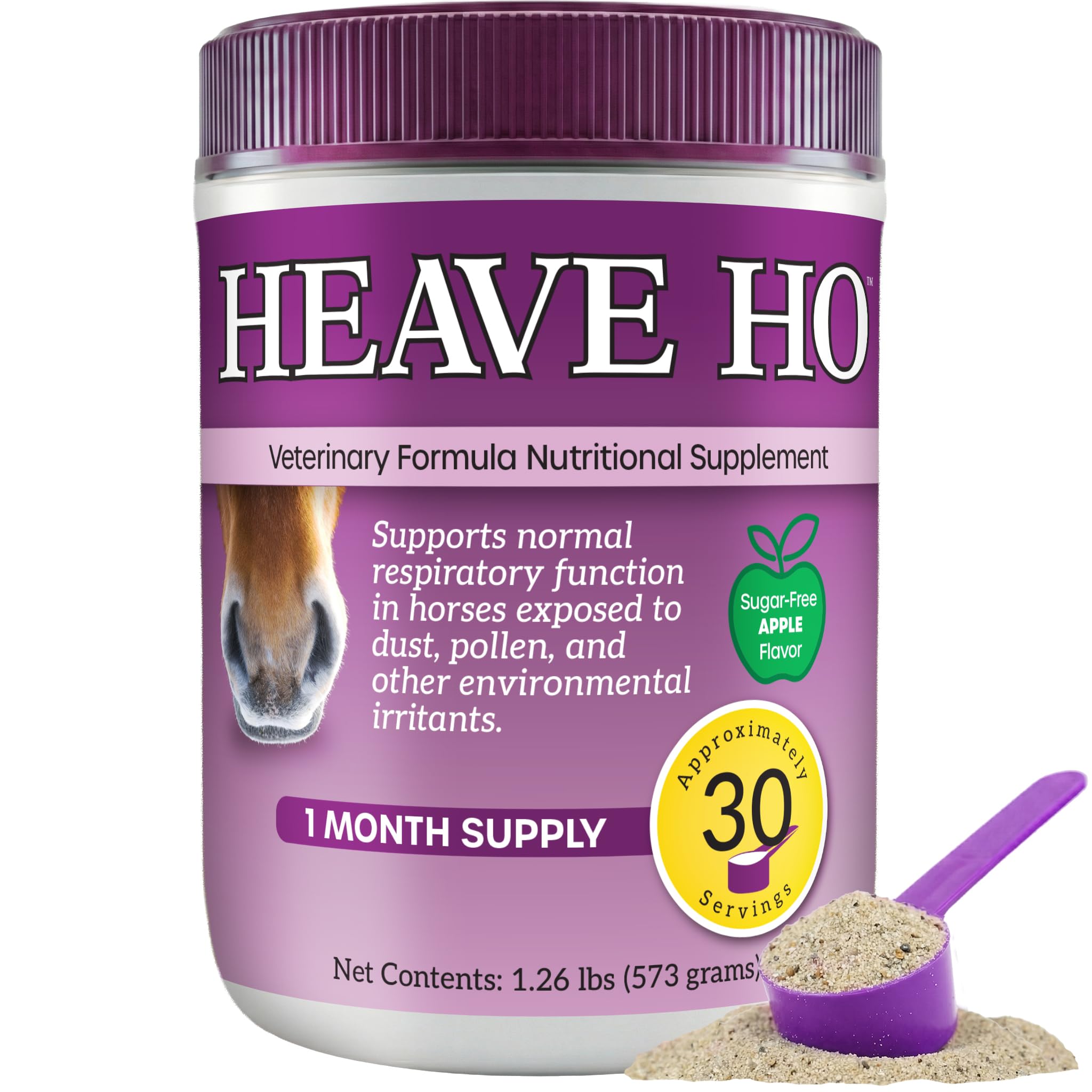 Heave Ho Equine Horse for Heaves Supplement 30 Servings Apple