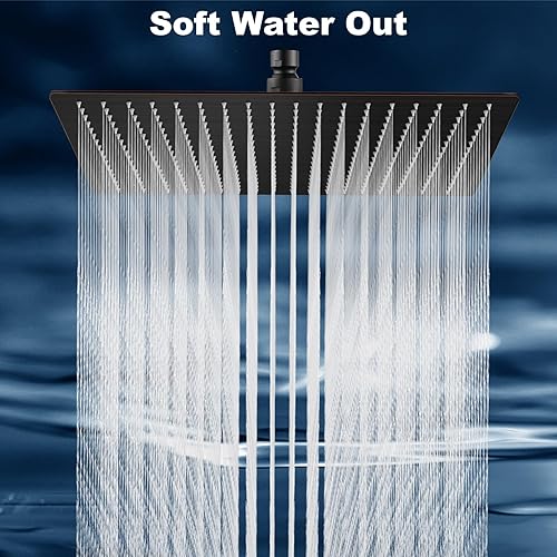 Miniatura 2 de Midanya Cabezal de ducha cuadrado de acero inoxidable, cabezal de ducha de lluvia de alta presión, cobertura a prueba de grietas con boquilla de