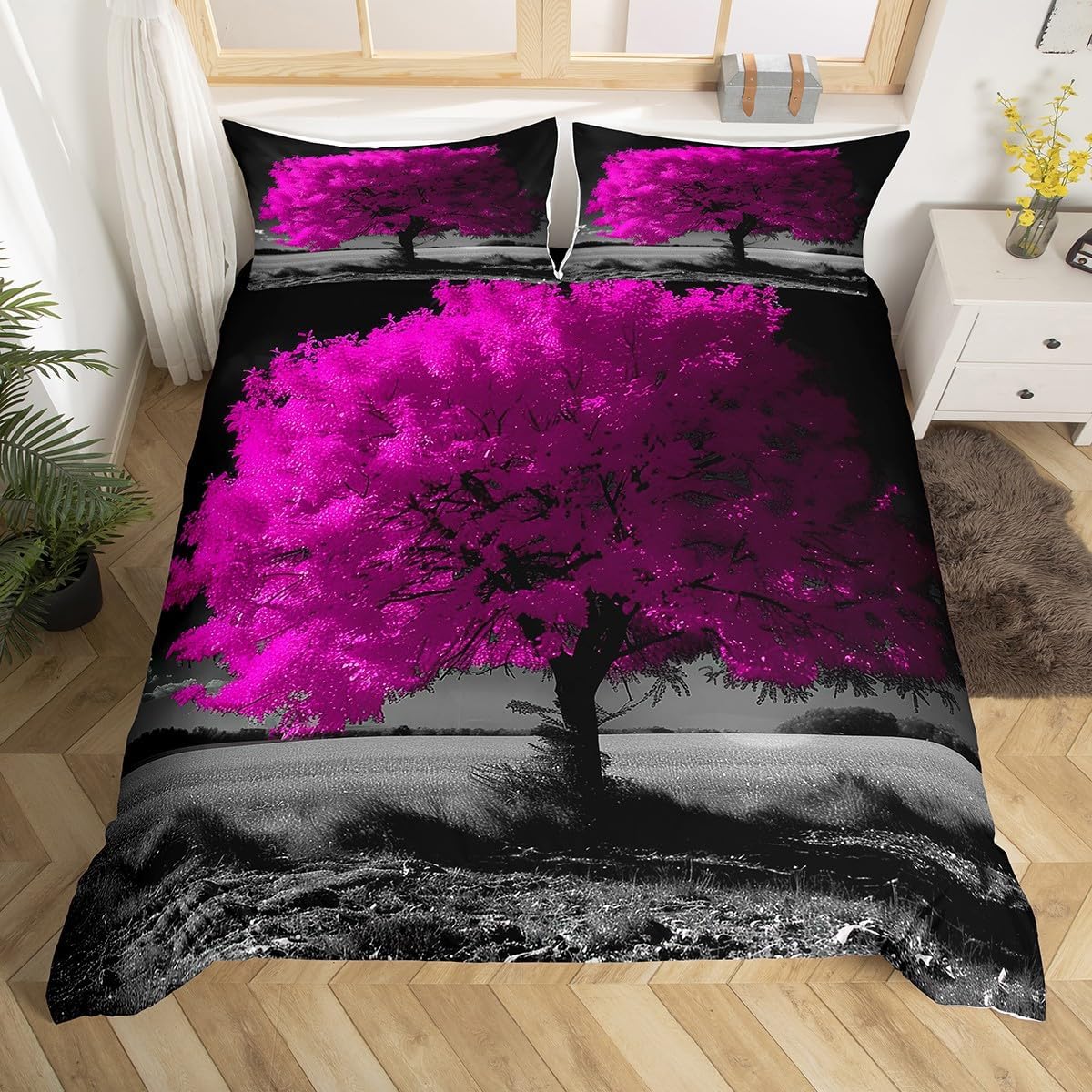 Lightluxury Purple Tree Branches Bedding Set Single Size Botanical