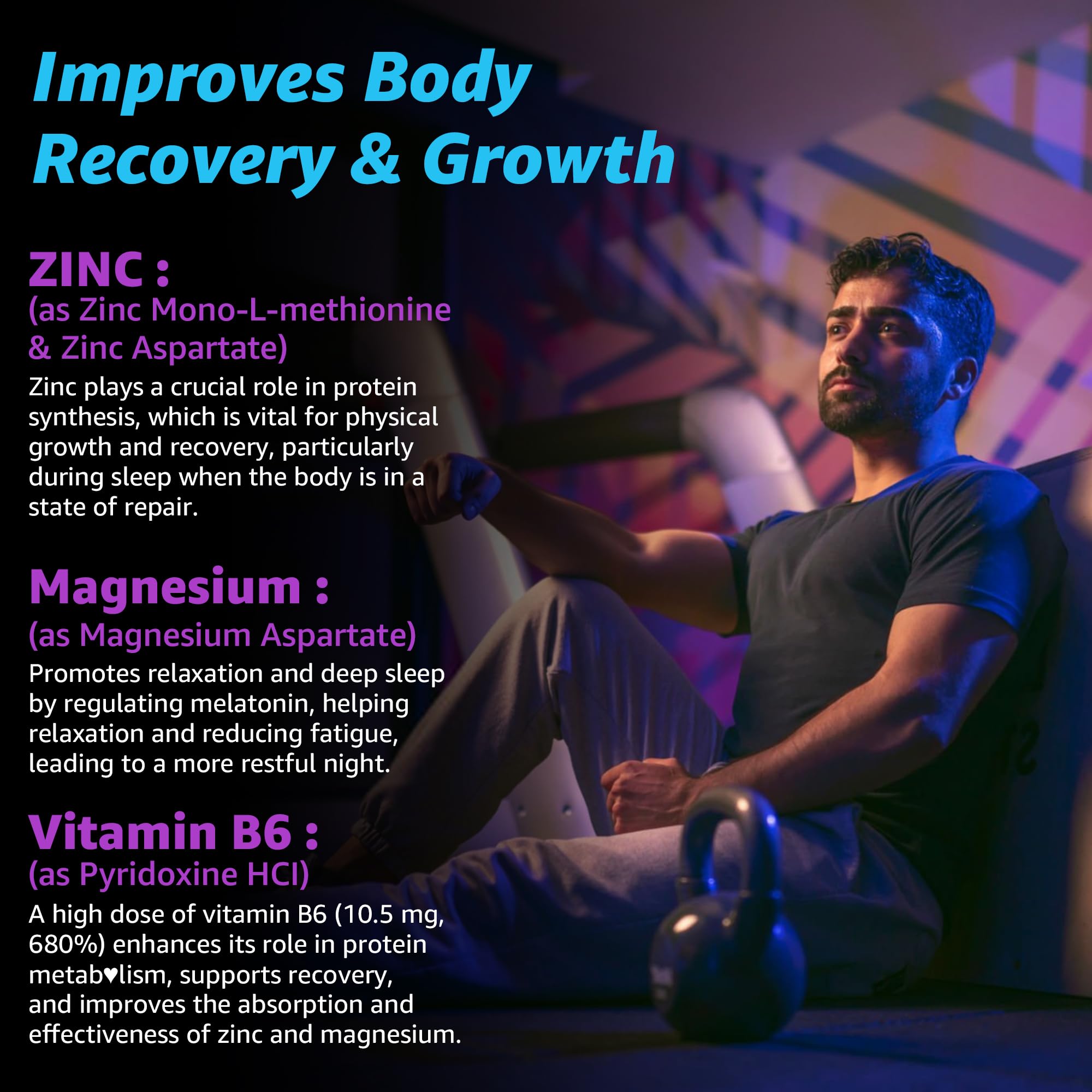 Zinc and Magnesium Aspartate Recovery Supplement, Post Workout Gummies — Amazon image 3