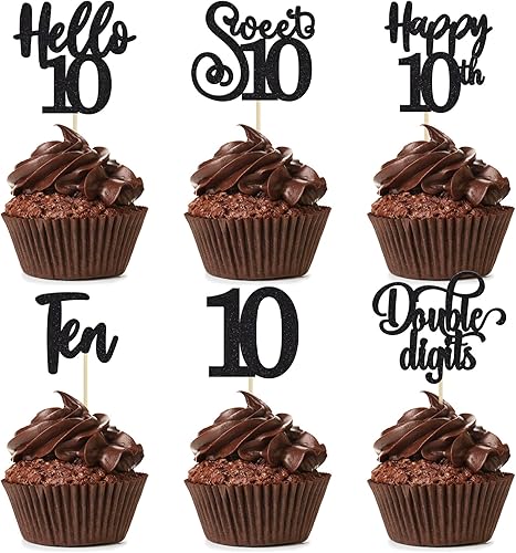 36 adornos negros para cupcakes de cumpleaños 15 Hello 15, decoración para cupcakes Sweet 15 Quince Happy 15th Cupcake Pick para cumpleaños de 15