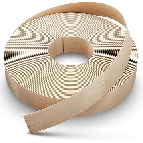 Dovetail Birch Edge Banding Wood Veneer Tape 50Ft 3/4 Inch Wide | Pre-Glued, Long Thin Real Wood Veneer Strips | Iron-on Edging YANYE