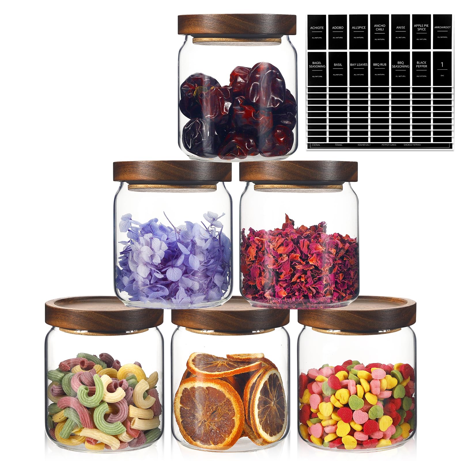 Photo 1 of Glass Spice Jars Seasoning Containers Small Glass Jars with Lids Airtight Food Storage Canister for Kitchen Pantry Sugar Tea Coffee Bean Nuts Cookies Herbs Salt (16oz/473ml*6 pack)