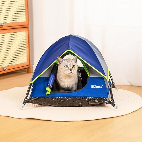Miniatura 2 de GDanes Tienda de campaña azul para gatos, cama cueva grande para gatos de interior y perros pequeños con almohadilla suave, 22 x 22 x 16 pulgadas