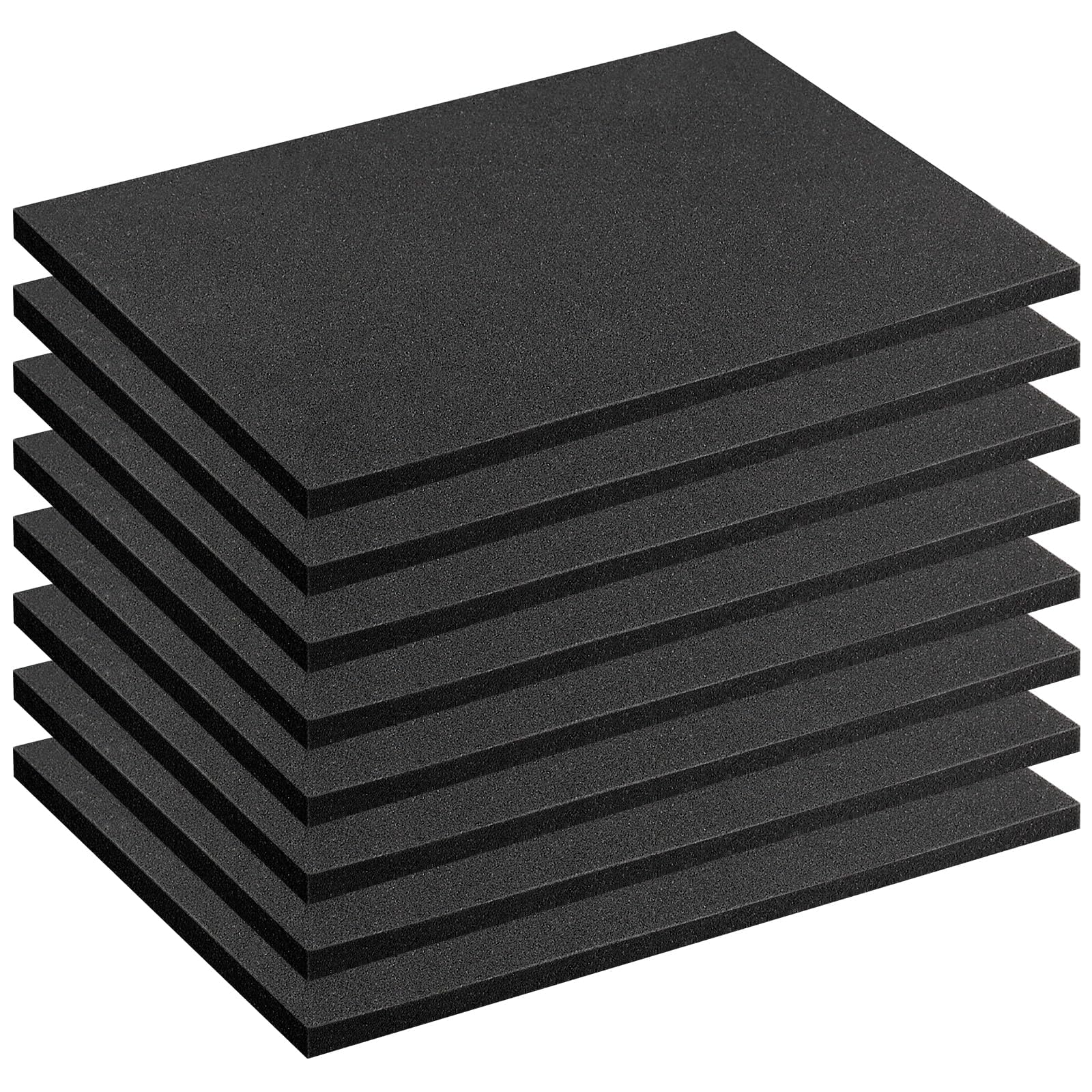 8 Pcs Polyurethane Foam Sheet, 40x 30 x 1.27 cm Tool Box Foam Inserts Cuttable, Black High Density Padding Inserts for Tool Case Organisation Drawer Storage Camera and Flight Cases