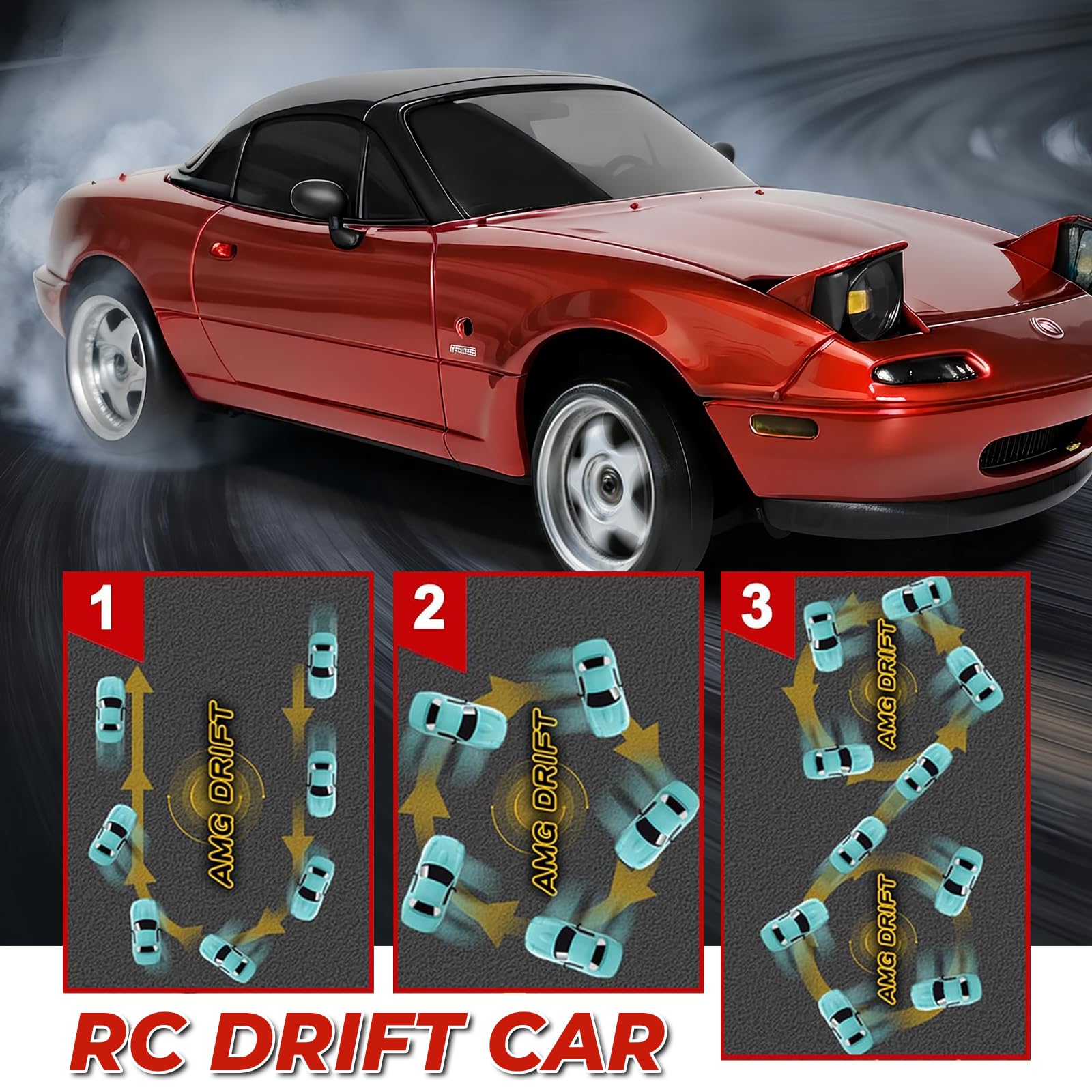 ARRIS 1/18 Scale RC Drift Car, LD1804 Mini MX-5 RC Model Car 2.4GHz RWD Miata RC Vehicles with Gyro for LED Lights for Adults Hobby Toys (Blue)