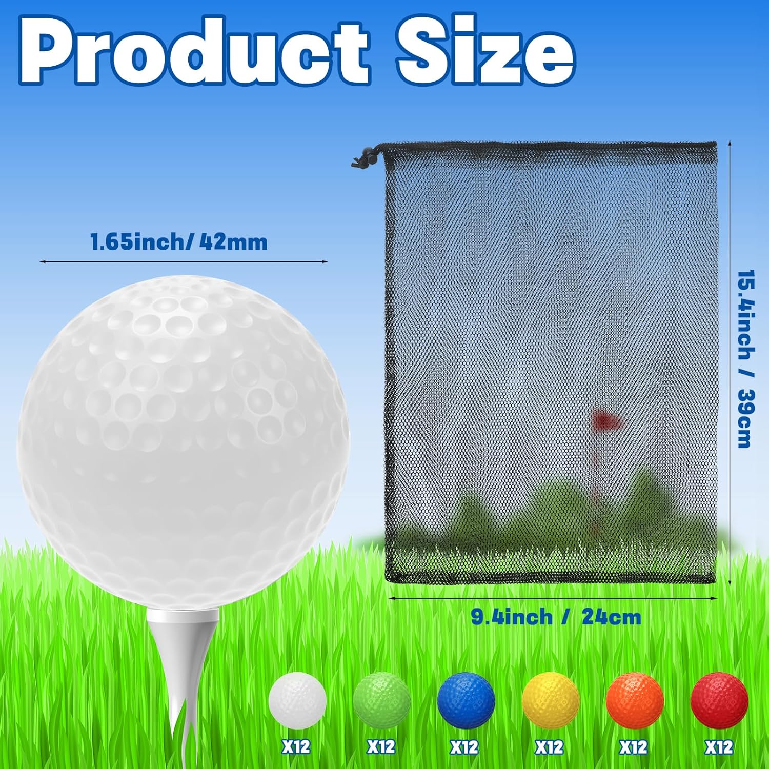 Coopay 72/150/300 Pack Practice Golf Balls, 42mm Plastic Golf Training Balls with a Drawstring Bag Hollow Sports Limited Flight for Swing Practice Driving Range Backyard Home - Image 2