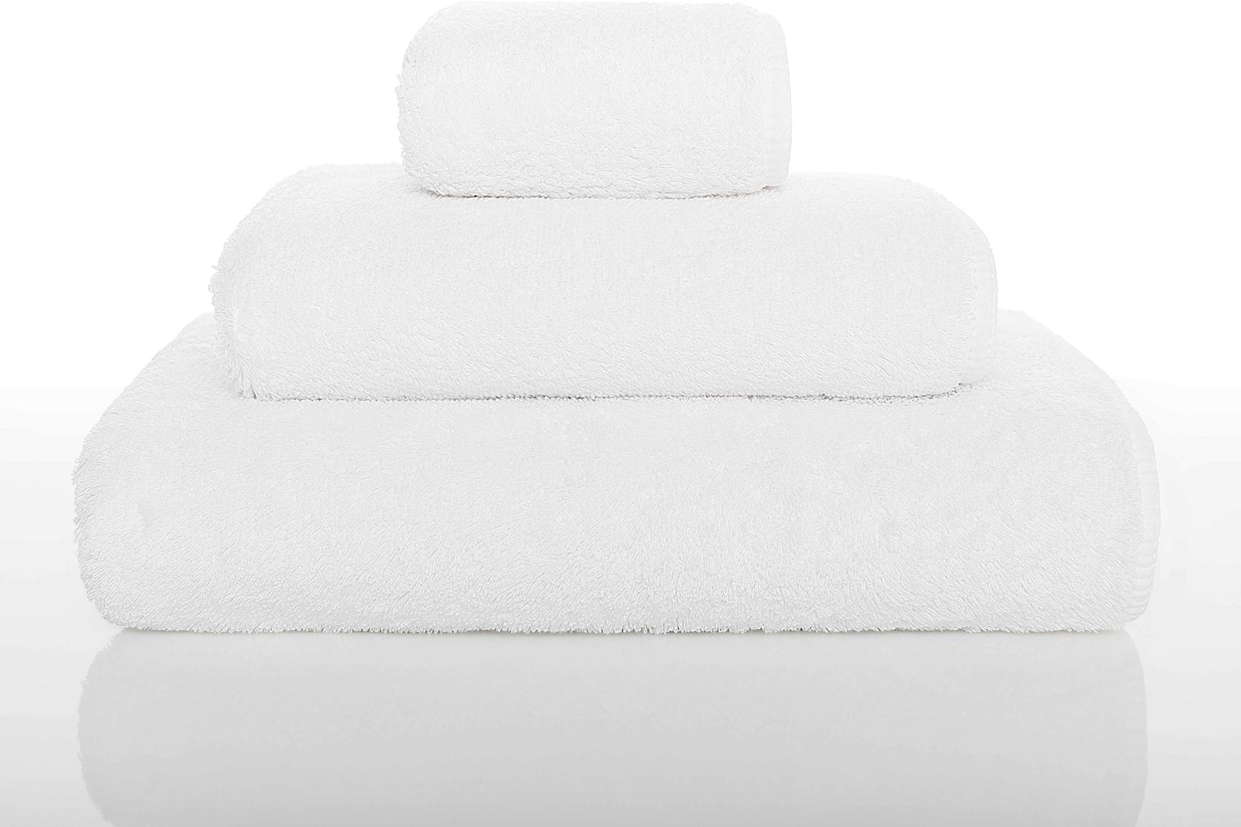 Graccioza Long Double Loop Towels Bath Towel (28'' x 55", White), 100% Egyptian Cotton 700 GSM - Elegant, Soft Body and Face Towel Bath Linens Made in Portugal
